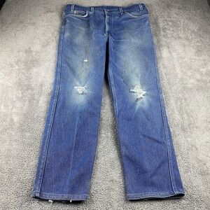Levis Mens Relaxed Fit Jeans Mens 38x28 Blue Medium Wash Mid Rise Distressed VTG